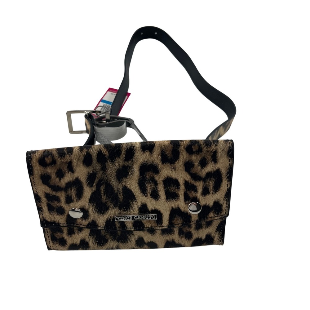 Vince Camuto Leopard‎ Print Belt Bag Black & Brown Size Small